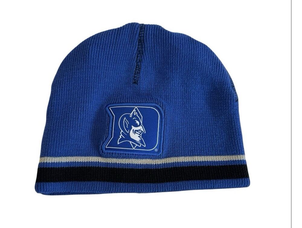 Vintage 90s Duke Blue Devils Beanie Sock Hat Royal Blue Champs Sports NCAA Knit